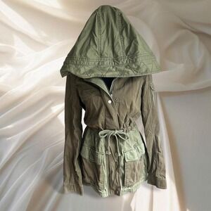 Hollister Green and khaki militaryinspired jacket with hood and drawstring waist